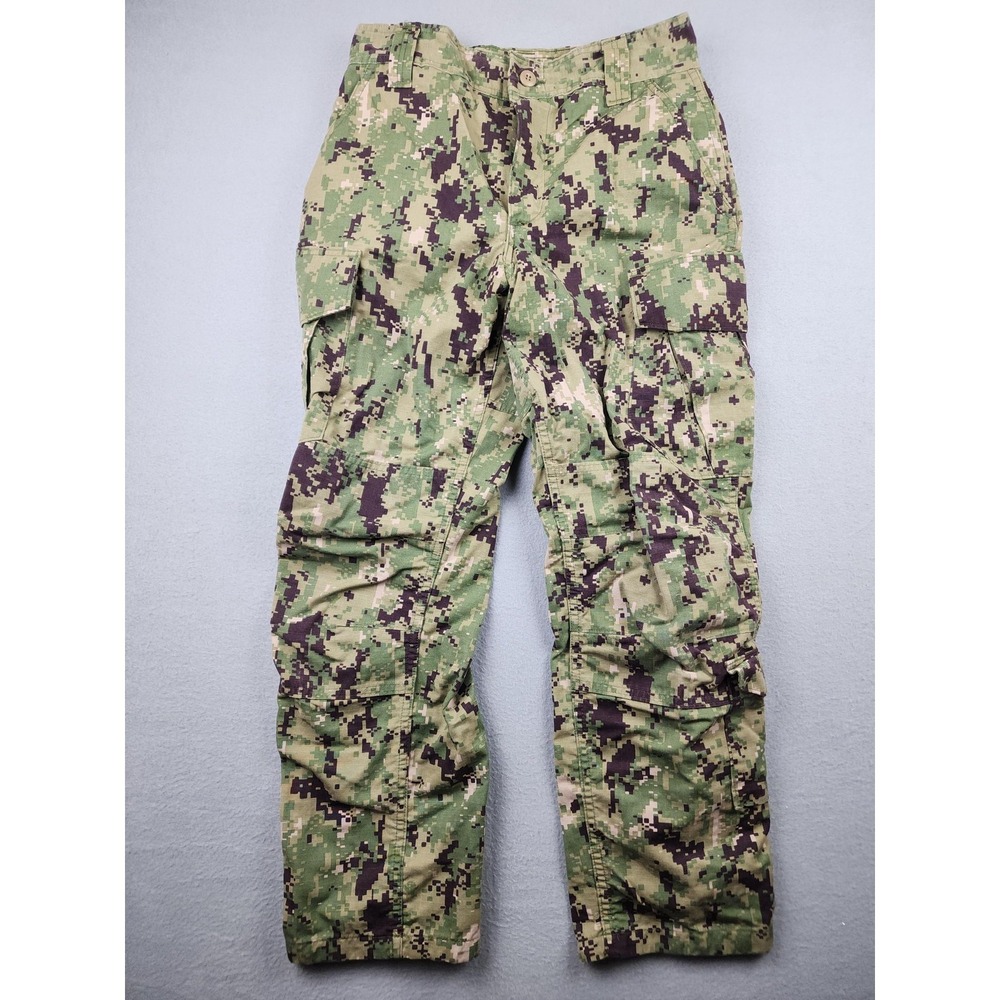 US Navy Pants Mens Small Short Green Camo Cargo Work Uniform Type III NWU Seals